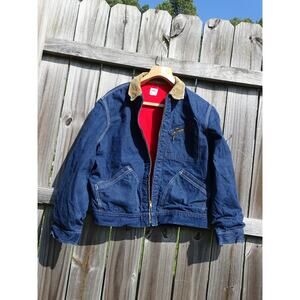VERY RARE VTG 60s Lee Sanforized 101LB Denim Jacket Red Flannel Talon Zipper 42